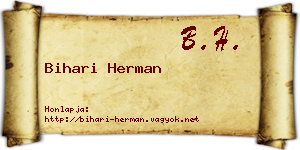 Bihari Herman névjegykártya